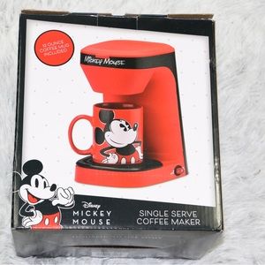 Disney Mickey Mouse Single Serve Coffee Maker 12oz Mug Included Red New in Box